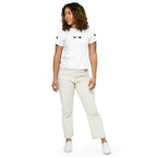 White women's high-waisted tee from Daemon Luxury's Signature Relay (Elemental) collection, front view.