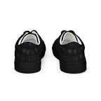 Black lace-up canvas shoes for women featuring frosted diamond accents by Daemon Luxury.