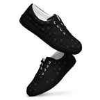 Daemon Luxury Frosted Diamonds platinum female lace-up canvas shoes in black, front view showing stylish design and details.