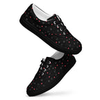 Black women's lace-up canvas shoes featuring speckled diamond pattern from Daemon Luxury's NEMESIS Female collection.