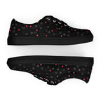 Black women's lace-up canvas shoes with speckled diamond pattern from Daemon Luxury's NEMESIS Female collection.