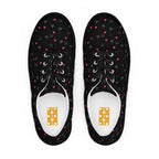 Black lace-up canvas shoes for women featuring speckled diamond design by Daemon Luxury.