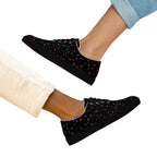 Black women's lace-up canvas shoes with speckled diamond pattern, designed by Daemon Luxury for a stylish look.