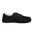 Daemon Luxury Speckled Diamonds NEMESIS female lace-up canvas shoes, black exterior, right side view.