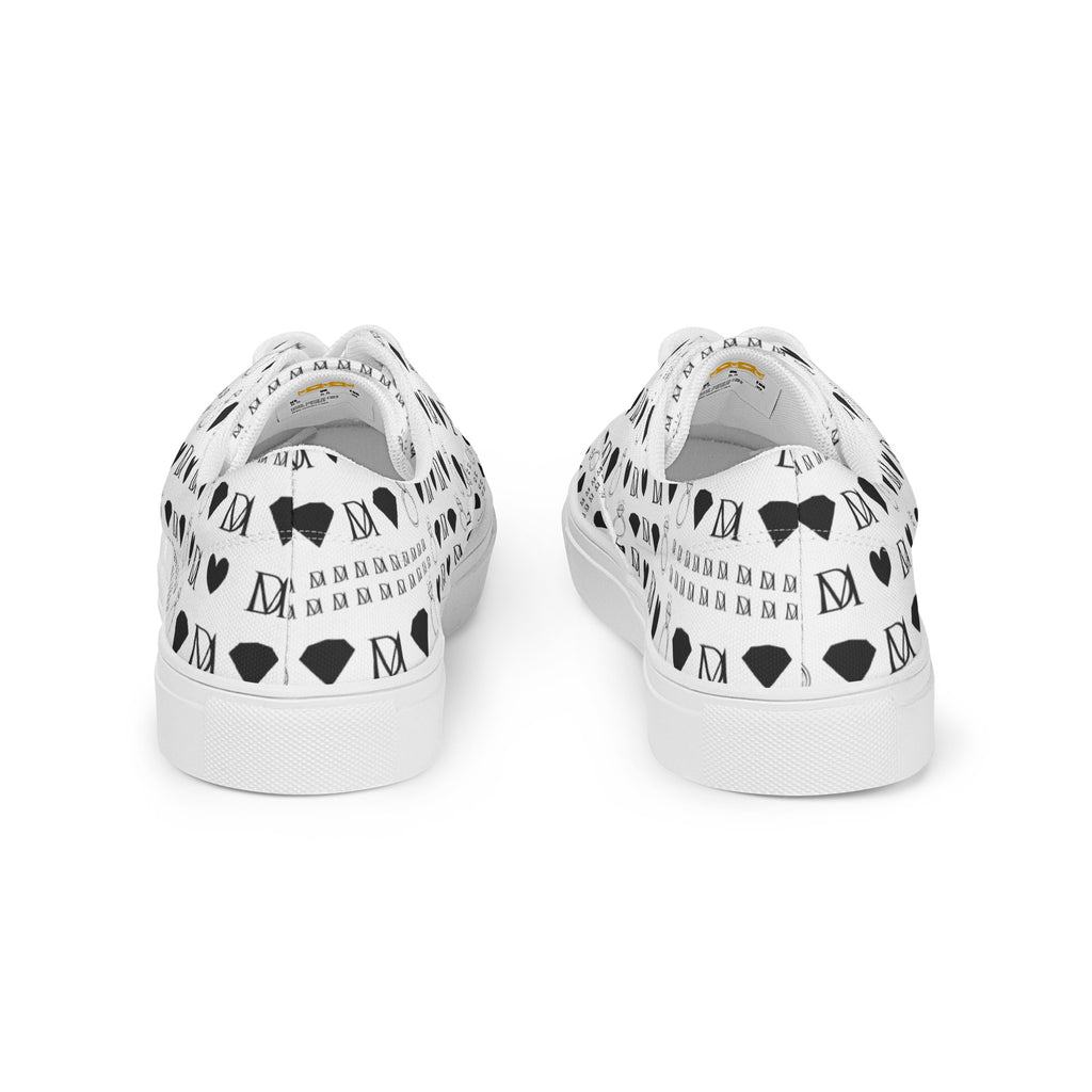 White lace-up canvas shoes from Daemon Luxury's Dim Diamonds Artica Blizzard Female collection, featuring a stylish back view.