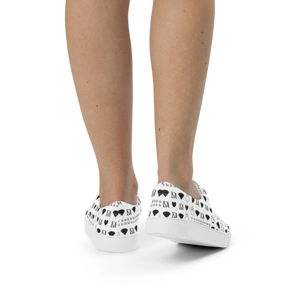 White lace-up canvas shoes for women from Daemon Luxury's Dim Diamonds Artica Blizzard collection, featuring stylish design.