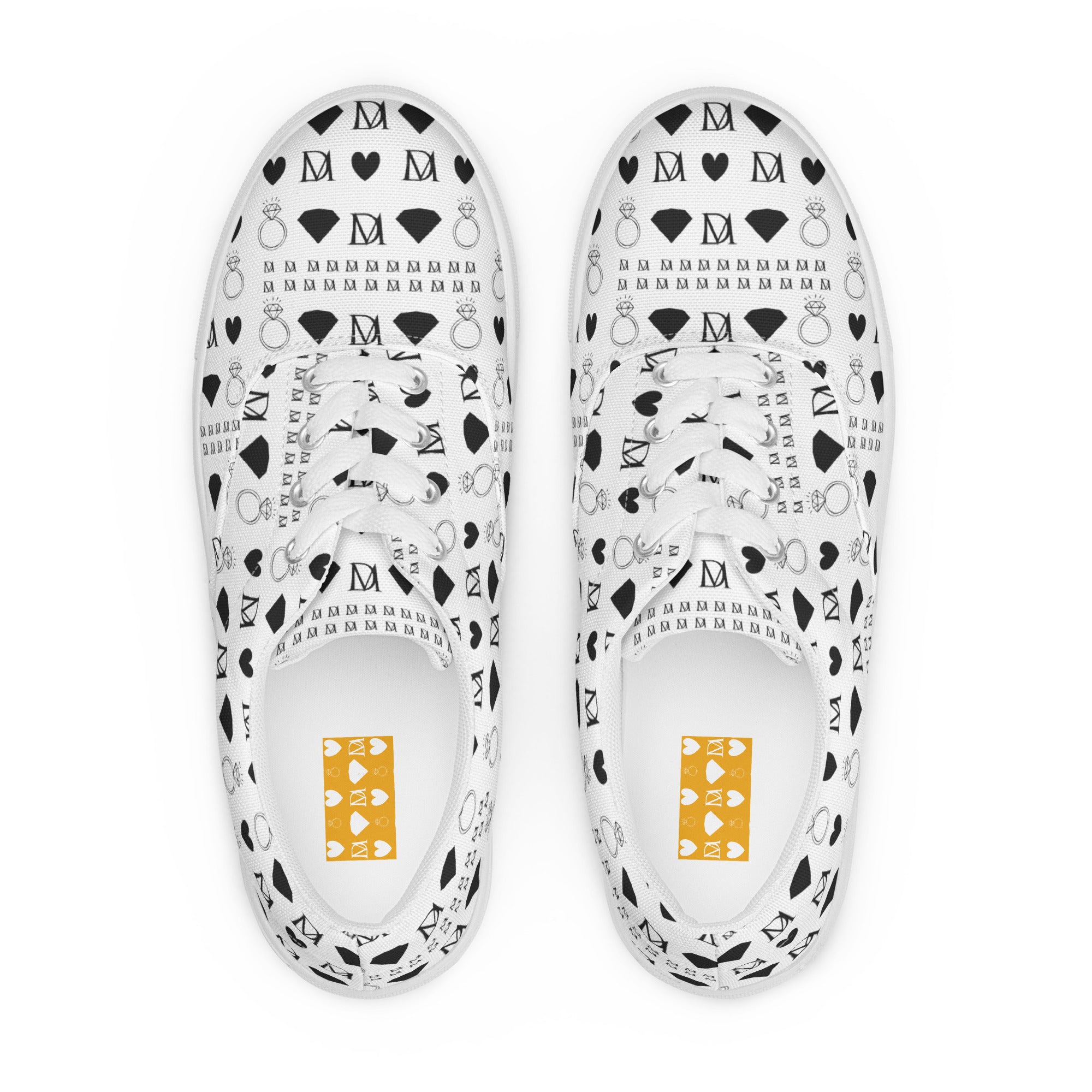 White lace-up canvas shoes for women from Daemon Luxury's Dim Diamonds Artica Blizzard collection, featuring stylish, comfortable footwear.