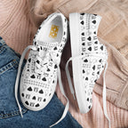 White lace-up canvas shoes for women from Daemon Luxury's Dim Diamonds Artica Blizzard collection.