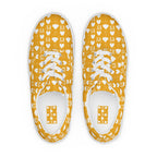 White lace-up canvas shoes for women featuring frosted diamond details by Daemon Luxury.