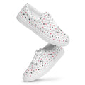 White lace-up canvas shoes featuring speckled diamond Artica Blizzard design by Daemon Luxury for women.
