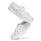 White lace-up canvas shoes featuring speckled diamond Artica Blizzard design by Daemon Luxury for women.