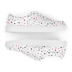 White lace-up canvas shoes with speckled diamond pattern from Daemon Luxury Artica Blizzard Female collection.