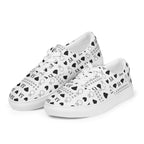 White lace-up canvas shoes from Daemon Luxury's Dim Diamonds Artica Blizzard Female collection, shown from front-left view.
