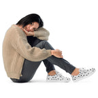 White lace-up canvas shoes for women from Daemon Luxury's Dim Diamonds Artica Blizzard collection, displayed from the right side.