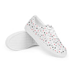 White lace-up canvas shoes from Daemon Luxury's Speckled Diamonds Artica Blizzard Female collection, front view.